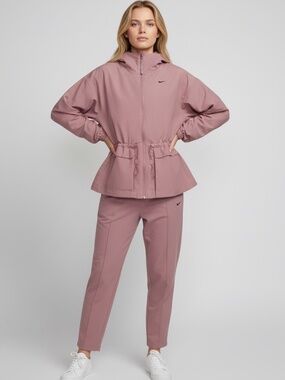 Nike Oversized Woven Jacket FN3669-208 Smokey Mauve Hooded Windbreaker Small